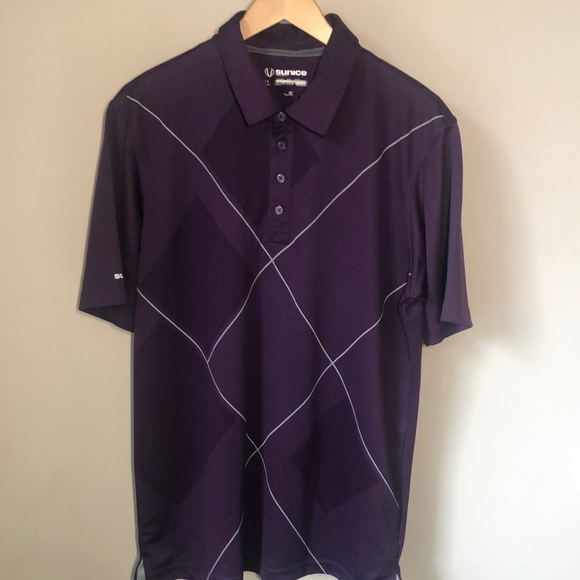 Sunice Silver Polo Golf Shirt in Purple Men’s Size Large NWOT - Picture 1 of 6